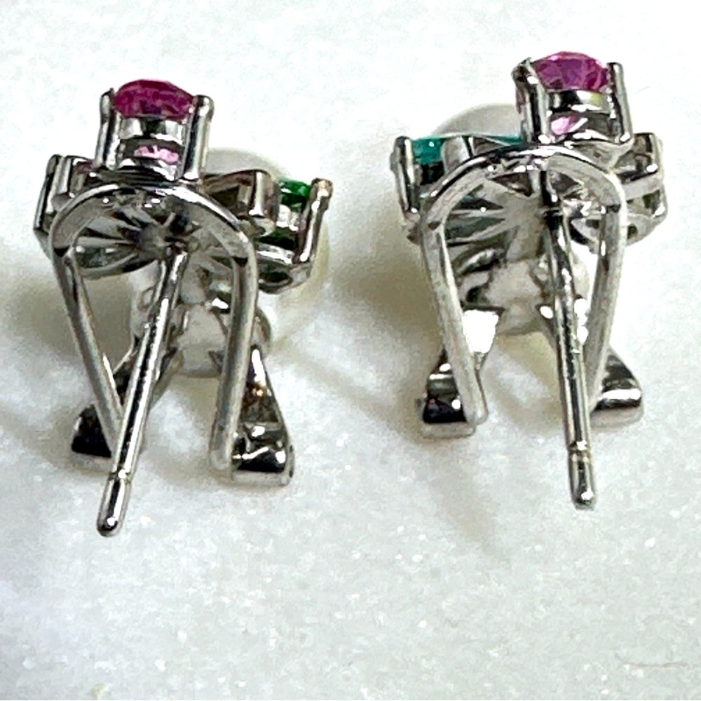 22.8 Carats Mixed Color Topaz Earrings in 925 Silver - Picture 7 of 14